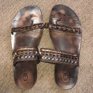 Brown Jeweled Sandals
